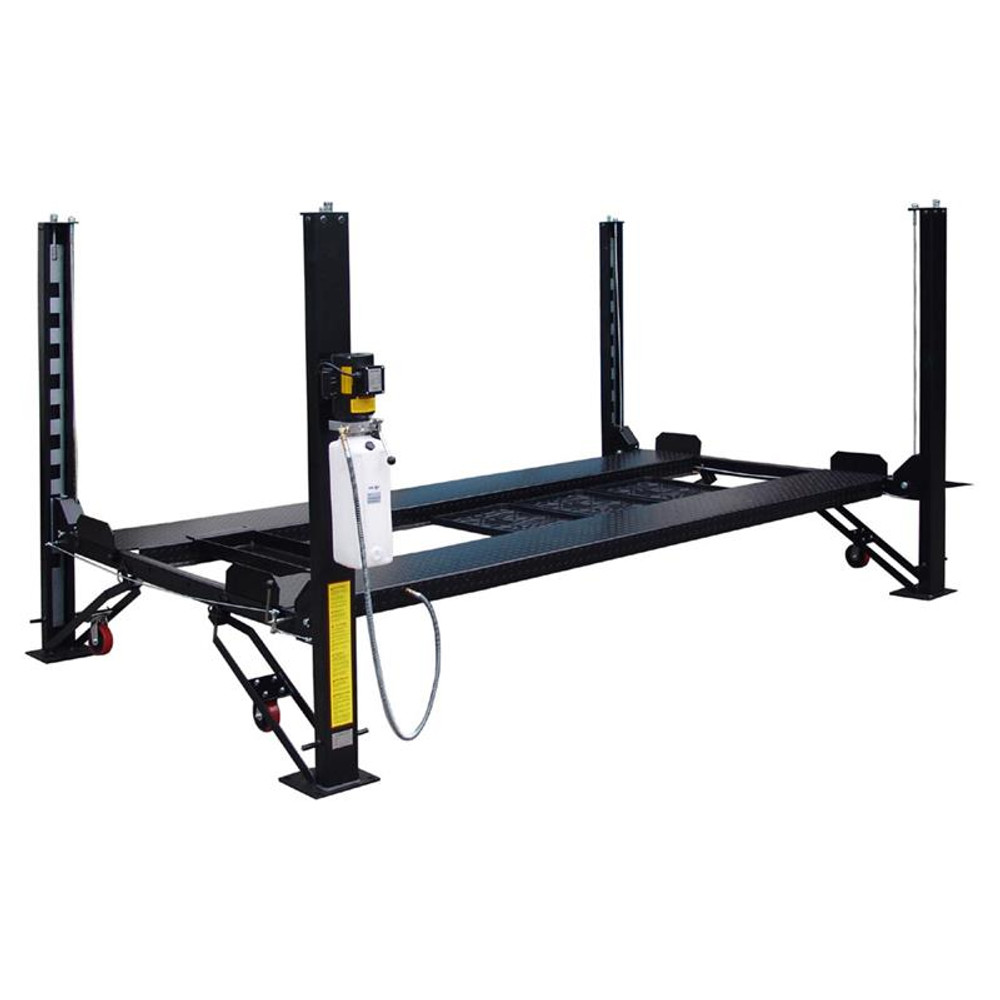 Tuxedo FP8K-DX 8,000 lb Deluxe Storage Lift with Poly Casters, Drip Trays, Jack Tray Tuxedo FP8K-DX 8,000 lb Deluxe Storage Lift with Poly Casters, Drip Trays, Jack Tray — Steel Bay Automotive Supply