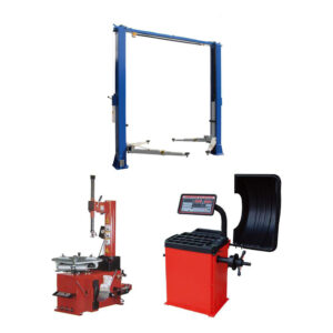 Tuxedo TP11KC-DX 11,000 lb 2 Post Lift, TC-530 Tire Changer, WB-953 Wheel Balancer Combo — Steel Bay Automotive Supply