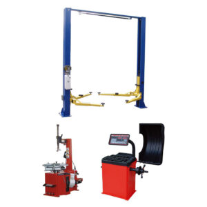 Tuxedo TP9KACX 9,000 lb 2 Post Lift, TC-530 Tire Changer, WB-953 Wheel Balancer Combo Package — Steel Bay Automotive Supply
