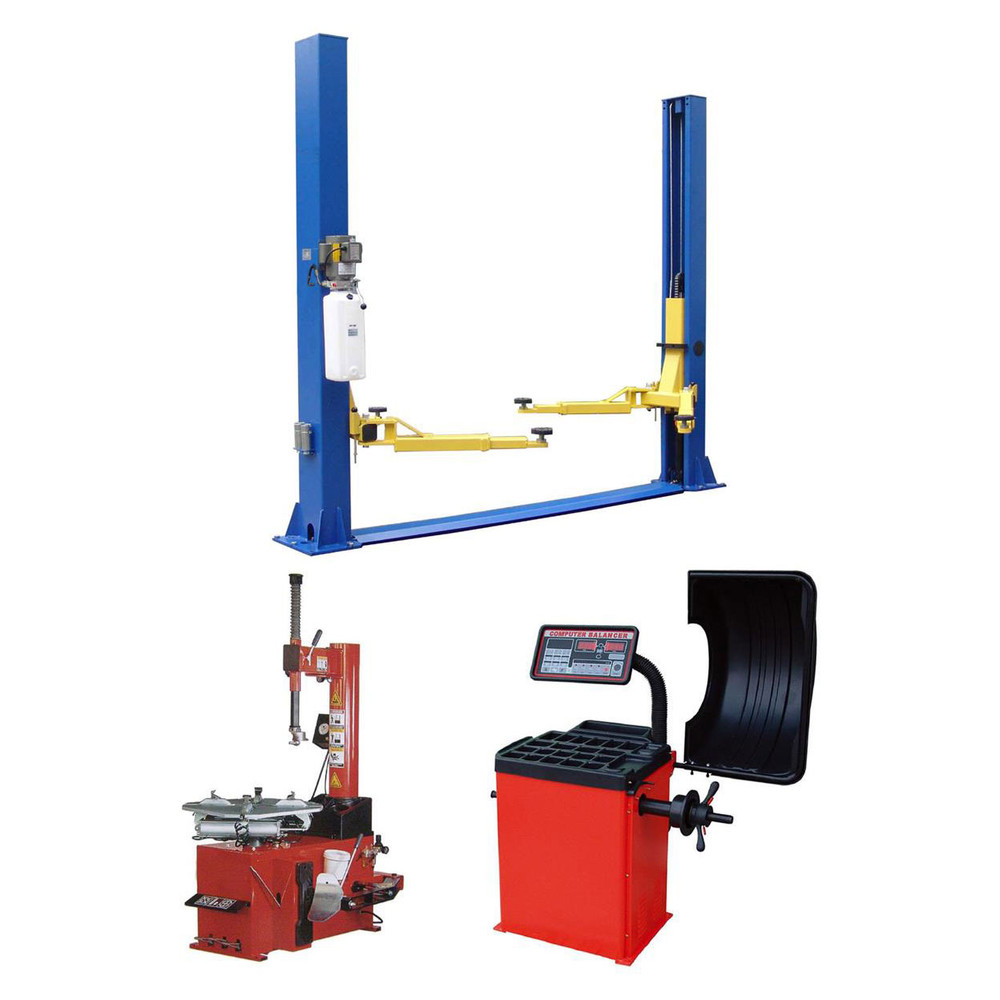 Tuxedo TP9KFX 9,000 lb 2 Post Lift, TC-530 Tire Changer, WB-953 Wheel Balancer Combo Package Tuxedo TP9KFX 9,000 lb 2 Post Lift, TC-530 Tire Changer, WB-953 Wheel Balancer Combo Package — Steel Bay Automotive Supply