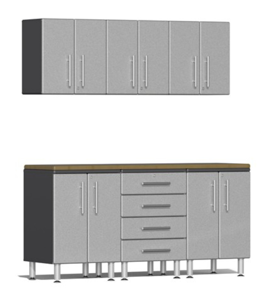 Ulti-MATE Garage 2.0 Series Silver Metallic 7-Piece Set with Bamboo Worktop Ulti-MATE Garage 2.0 Series Silver Metallic 7-Piece Set with Bamboo Worktop — Steel Bay Automotive Supply