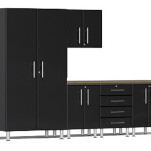 Ulti-MATE Garage Cabinets 2.0 Series Black Metallic 6-Piece Set with Bamboo Top — Steel Bay Automotive Supply