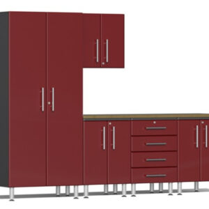 Ulti-MATE Garage Cabinets 2.0 Series Red Metallic 6-Piece Set with Bamboo Top
