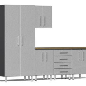 Ulti-MATE Garage Cabinets 2.0 Series Silver Metallic 6-Piece Set with Bamboo Top