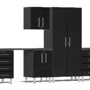 Ulti-MATE Garage Cabinets 2.0 Series Black Metallic 10-Piece Set with Dual Workstation — Steel Bay Automotive Supply
