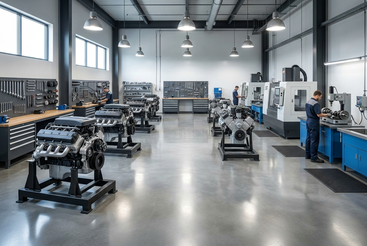 Engine remanufacturing workshop at Steel Bay Automotive Supply