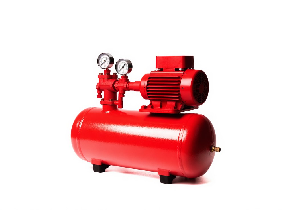 Industrial air compressor shop equipment on a white background at Steel Bay Automotive Supply
